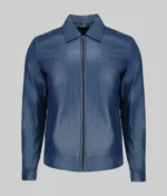 Harrison Men’s Blue Harrington Leather Jacket