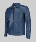 Harrison Men’s Blue Harrington Leather Jacket - Image 3