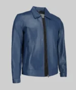 Harrison Men’s Blue Harrington Leather Jacket - Image 4
