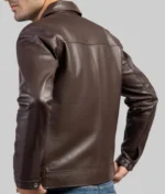 Men’s Dark Brown Harrington Leather Jacket - Image 4