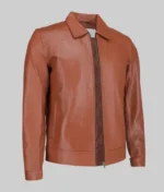Harrison Men’s Brown Harrington Leather Jacket - Image 3