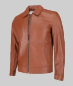 Harrison Men’s Brown Harrington Leather Jacket - Image 4