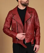 Chiodo Red Belted leather biker jacket - Image 5