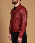 Chiodo Red Belted leather biker jacket - Image 3