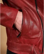Chiodo Red Belted leather biker jacket - Image 6