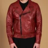 Chiodo Red Belted leather biker jacket
