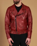 Chiodo Red Belted leather biker jacket