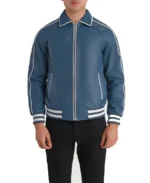 Cooper Blue Leather Varsity Jacket - Image 3