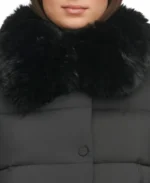 Costco Women's Removable Faux Fur Collar Puffer Jacket Black Collar