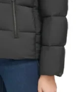 Costco Women's Removable Faux Fur Collar Puffer Jacket Black Sleeves