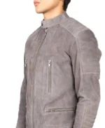 Damian Grey Suede Biker Jacket - Image 4