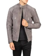 Damian Grey Suede Biker Jacket - Image 3