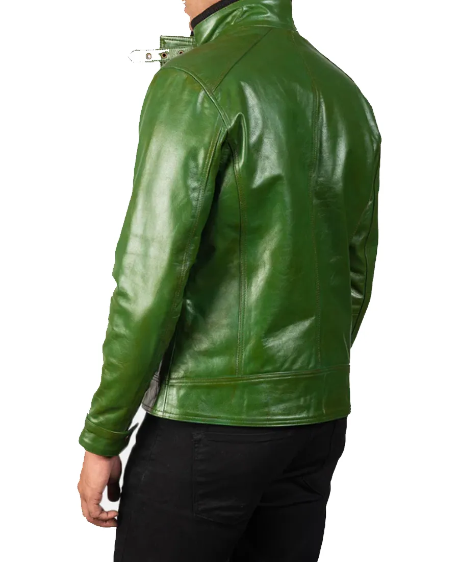 Darren Green Biker Leather Jacket Back