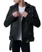 Distressed Black Leather Rider Jacket