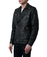 Distressed Black Leather Rider Jacket - Image 4