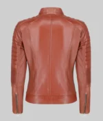 Women’s Classic Brown Cafe Racer Leather Jacket
