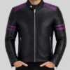 Men's Jason Purple Strips Biker Jacket