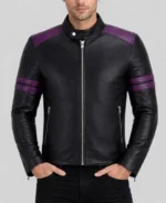 Men's Jason Purple Strips Biker Jacket
