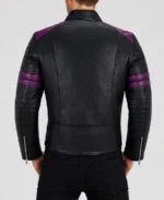 Men's Jason Purple Strips Biker Jacket - Image 2