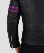 Men's Jason Purple Strips Biker Jacket - Image 4