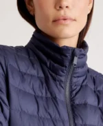 Lightweight Down Packable Puffer Jacket Navy Collar