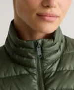 Lightweight Down Packable Puffer Jacket Olive Collar