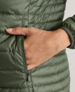 Lightweight Down Packable Puffer Jacket Olive Sleeves