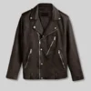 Men Spanish Dark Brown Leather Biker Jacket
