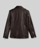 Men Spanish Dark Brown Leather Biker Jacket - Image 2