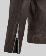 Men Spanish Dark Brown Leather Biker Jacket - Image 4
