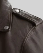 Men Spanish Dark Brown Leather Biker Jacket - Image 3