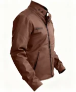 Men Stylish Brown Synthetic Leather Jacket - Image 3