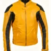 Men Yellow Motorcycle Leather Jacket
