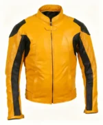 Men Yellow Motorcycle Leather Jacket