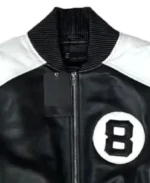 Men Black And White Leather Jacket Collar