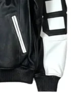 Men Black And White Leather Jacket Sleeves