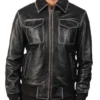 Men's Aaron Black Leather Bomber Jacket