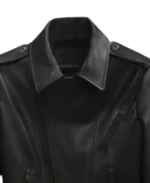 Men's Antique Black Leather Jacket Collar