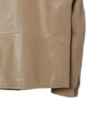 Men's Beige Bomber Leather Jacket Sleeves