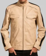 Men’s Beige Cafe Racer Faux Leather