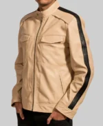 Men’s Beige Cafe Racer Faux Leather - Image 3