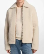 Men's Beige Sherpa Shirt Style Jacket