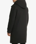 Men's Black Hooded Duffle Wool Coat - Image 2