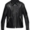 Men's Black Shirt Style Leather Jacket