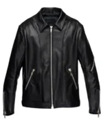 Men's Black Shirt Style Leather Jacket