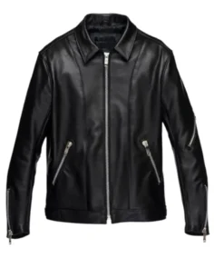 Men's Black Shirt Style Leather Jacket