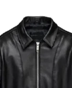 Men's Black Shirt Style Leather Jacket Collar