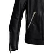 Men's Black Shirt Style Leather Jacket Sleeves
