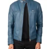 Men's Blue Biker Leather Jacket
