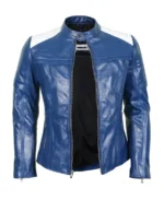 Men's Blue Biker Leather Jacket